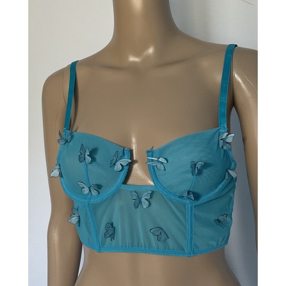 Tic Toc Powder Blue Butterfly Strap Bralette Blue Size S - Picture 2 of 8